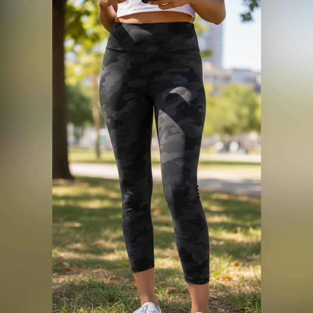 lululemon athletica Black Camouflage Cropped Pants
